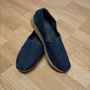 BOBS from Skechers Blue and Tan Espadrilles Slip-On Comfort. Denim